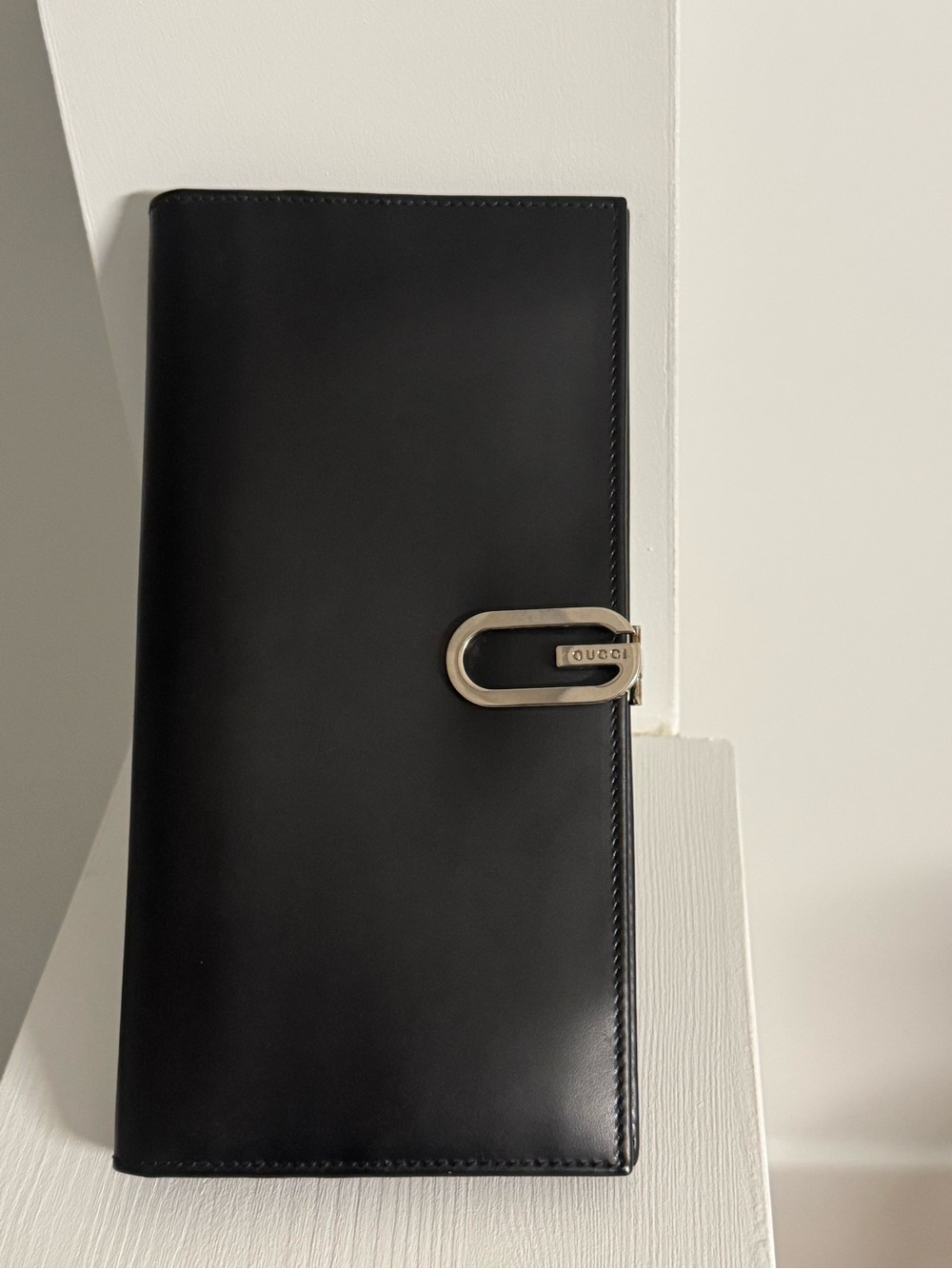 Vintage Gucci smooth black calfskin long/continental wallet